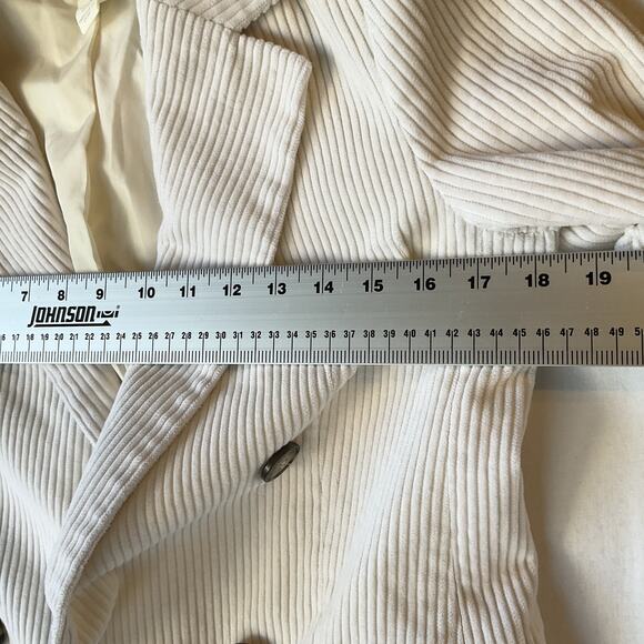 H&M Women Blazer US 2 White Striped Corduroy Double Breasted Button Long Sleeve - Picture 6 of 10